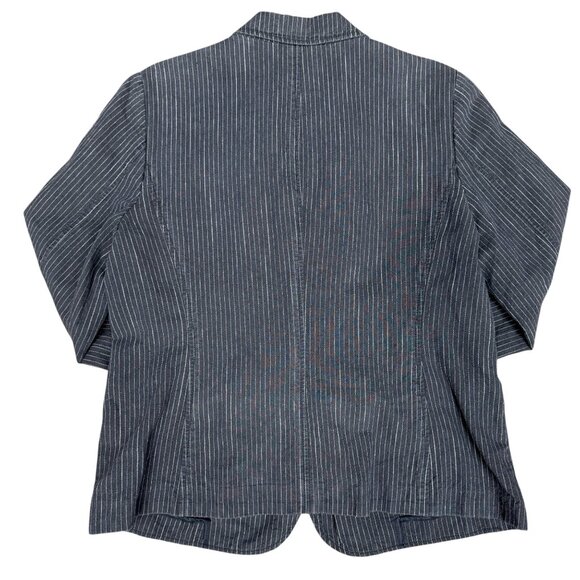 Women's J. JILL Pinstripe Linen Blend Jacket Blazer- Size M - Picture 2 of 11